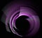 Many purple, petal-like surfaces move away from the circle and revolve against a black background.