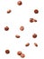 Many quinoa seeds falling on white background. Vegan diet