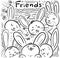 Many rabbits - doodle decor illustration - friends