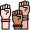 Many Raised Fists icon, International Women`s Day related vector