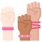 Many Raised Fists icon, International Women`s Day related vector