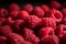 Many raspberries close-up. AI Generated