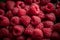 Many raspberries close-up. AI Generated