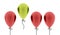 Many red balloons one is green rendered isolated