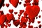 Many red velvet hearts isolated over white