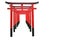 Many of red wooden Torii Japanese pillar stand isolated