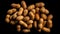 Many roasted peanuts on dark background. Food Backdrop. Generative AI