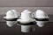 Many rows of pure white cup and saucer