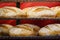 Many rustic fresh bread loaves