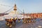 Many sacred candles in front of Boudha Nath stupa