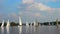 Many sailboats and yachts gathered for regatta, sport, race