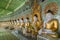 Many seated Buddha sculptures, walls decorated with glass mosaics, Umin Thounzeh, Umin Thonse or U Min Thonze Pagoda, Sagaing