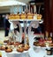 Many servings of sweet tasty dessert on buffet