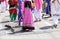 Many Sikhs women barefoot while scavenging the road