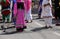 Many Sikhs women barefoot while scavenging the road during a Si