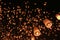 Many Sky lantern balloon was released in Loy Krathong Festival. To pray for happiness. In the believe of Buddhism