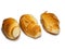 Many small croissants on a white background. Croissants with boiled condensed milk. Confectionery in the kitchen