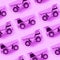 Many small purple toy trucks on texture background of fashion pastel purple color paper
