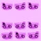 Many small purple toy trucks on texture background of fashion pastel purple color paper