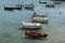 Many small rowboats and dinghy in the harbor and port of Doelan