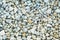 Many small stones of different colors, gravel or crushed stone close-up texture