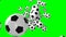 Many soccer balls on green chroma key background.