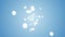 Many speech bubble icons floating on blue background. Symbol of network communication. Business concept. Loop animation.