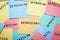Many sticky notes with written words Depression