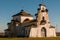 Many storks nests on a church