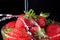 Many strawberry in the glass bowl