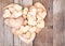 Many sugar cookies stacked in heart shape