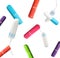 Many tampons falling on white background. Menstrual hygienic product