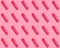 Many tampons on pink background, flat lay