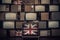 many televisions with the flag of the United Kingdom of Great Britain