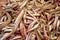 Many tiny fish are on sale at a market stall in Crete Greece