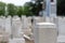 Many tombs in rows, graves on military  cemetery