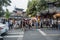 Many tourists in front of the temple