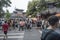 Many tourists in front of the temple