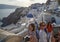 Many tourists visit Santorini Island, Greece