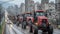 Many tractors blocked city streetsncreases