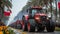 Many tractors blocked city streetsncreases