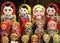 Many traditional russian matryoshka dolls as souvenirs