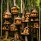 Many tree houses on a large tree - ai generated image