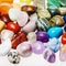 Many tumbled natural mineral gemstones
