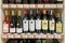 Many type of wines ready for sale in the supermarket shelf