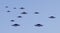 Many UFO in the sky,The alien space ship ,UFO,3d render