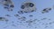 Many UFO in the sky,The alien space ship ,UFO,3d render