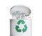 Many used bottles in trash bin isolated. Plastic recycling