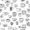 many various design cup of tea or coffee doodle ink drawing sketch pattern seamless