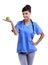 So many vitamins packed in a little snack. Studio shot of a young medical professional holding an apple isolated on